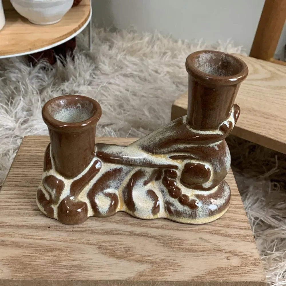 Vintage Frankoma Pottery 304 Candleholders *Note Not A Matching Pair